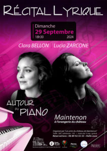 Affiche du récital lyrique du 29 septembre 2024, avec Clara Bellon au chant et Lucia Zarcone au piano